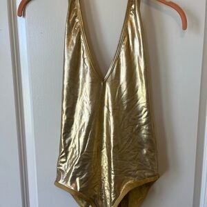 American Apparel Gold Women Swim One Piece